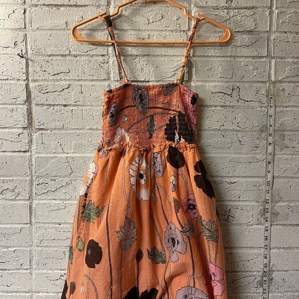 {Sabby Anand} peach floral Resort Summer dress Size Small